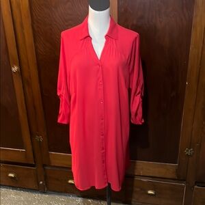 Elegant Red Button-Up Women's Top